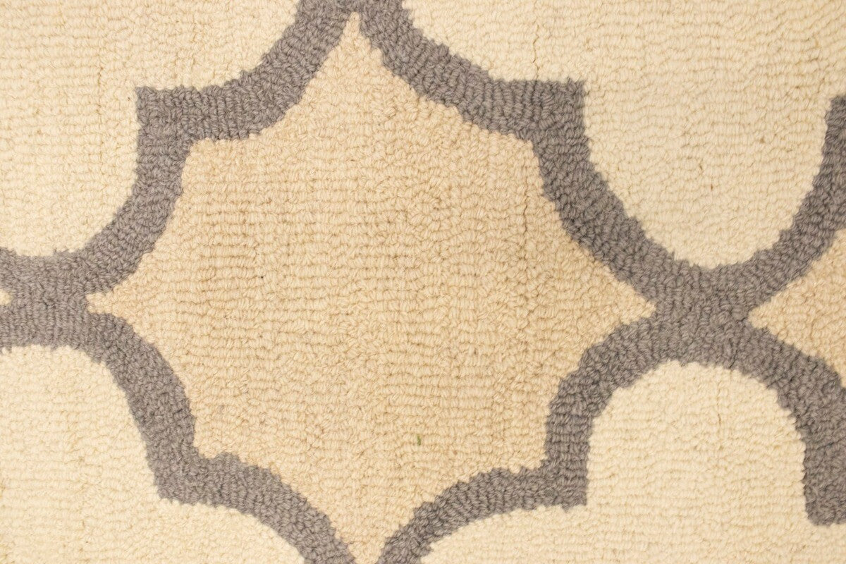 Cream Beige Trellis Style Rug Hand-Tufted Modern