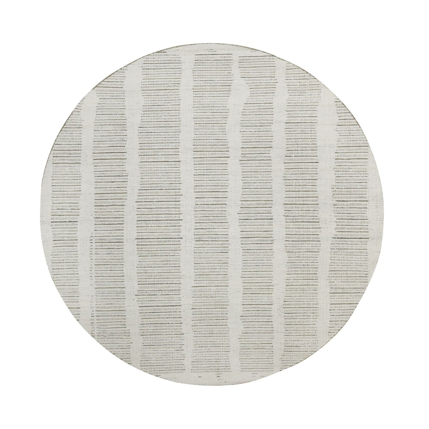 7'9"X7'9" Ivory Natural Wool Round Rug Hand Woven Flat Weave With Pile