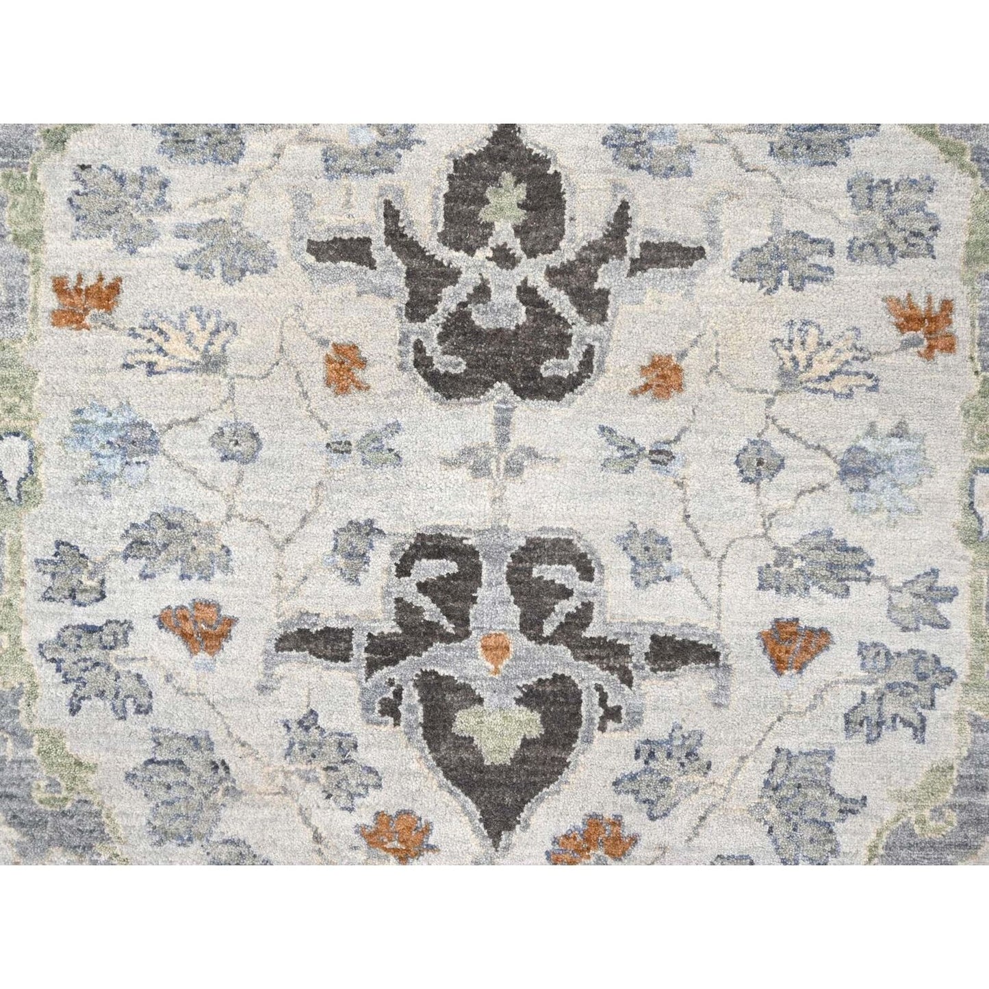 10'X10' Summer Gray Oushak All Over Floral Wool Hand Knotted Square Rug