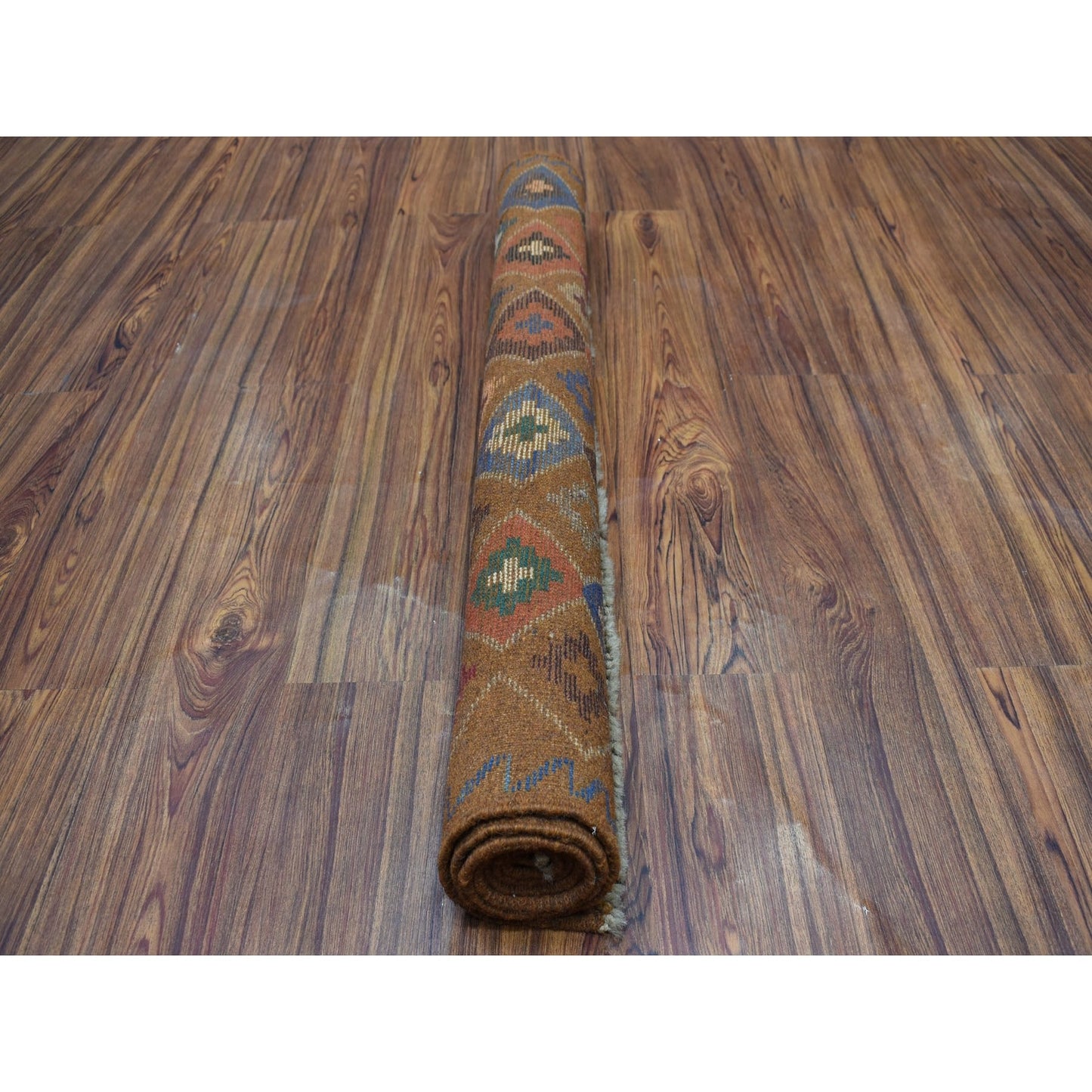 3'5"X4'10" Geometric Design Wool Hand Knotted Colorful Afghan Village Rug