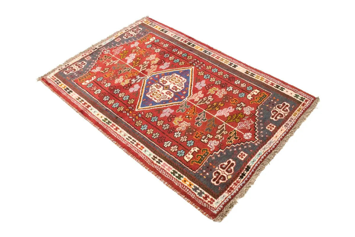 3'5X5 Ft Hand-Knotted Red Tribal Geometric