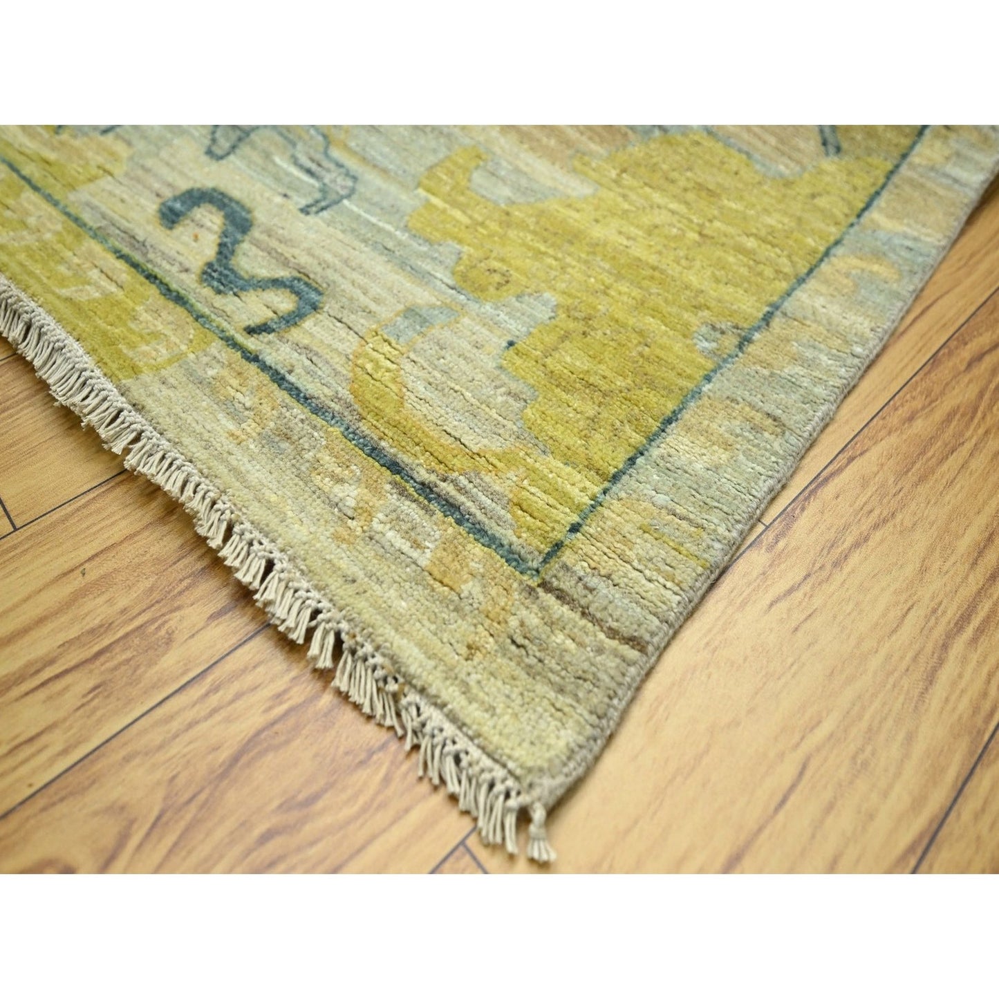 9'1"X12'1" Gray & Gold Antiqued Bijar Garus Design Hand Knotted Wool Rug