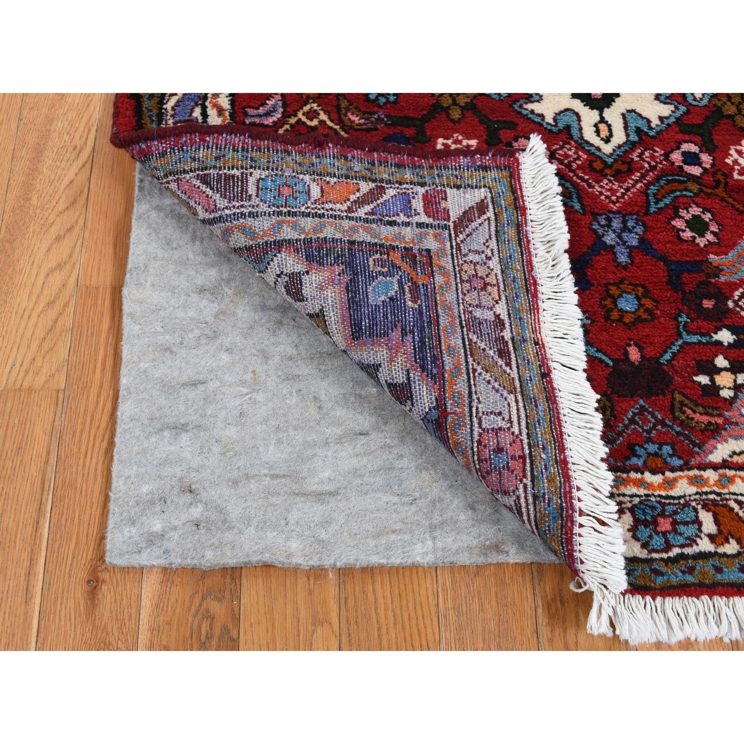 3'7"X4'8" Red New Zoroastrian Bohemian Khmadan Pure Wool Hand Knotted Rug