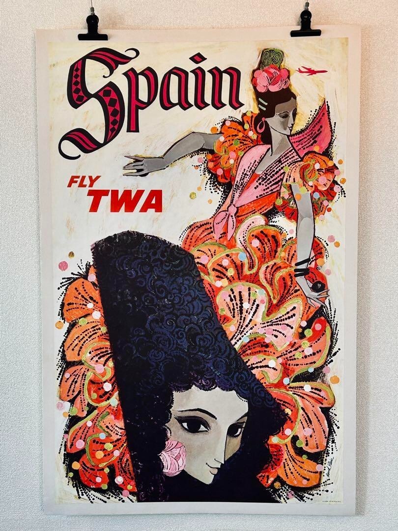 Trans World Airlines Original Vintage Poster - Spain Fly Twa Lithograph Usa