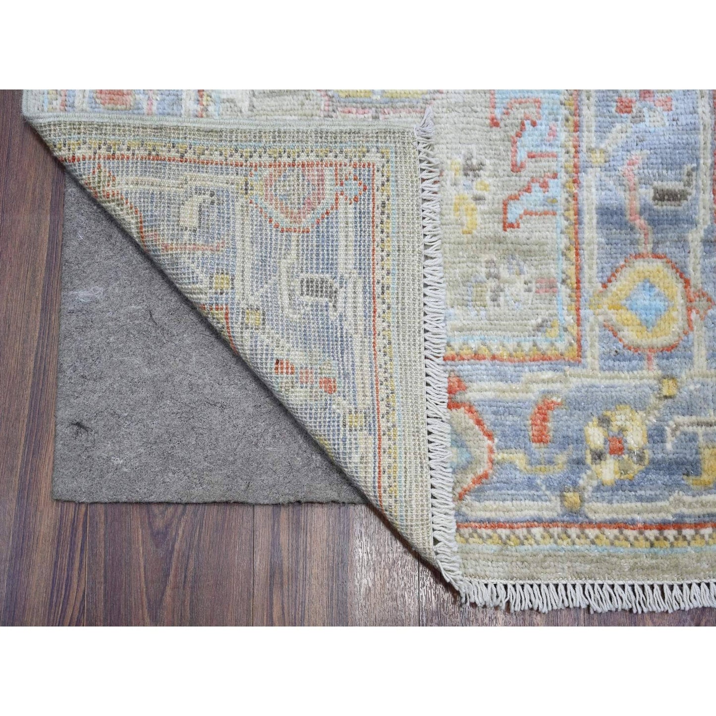 2'4"X19'8" Gray Wool Hand Knotted Afghan Angora Oushak Xl Runner Rug