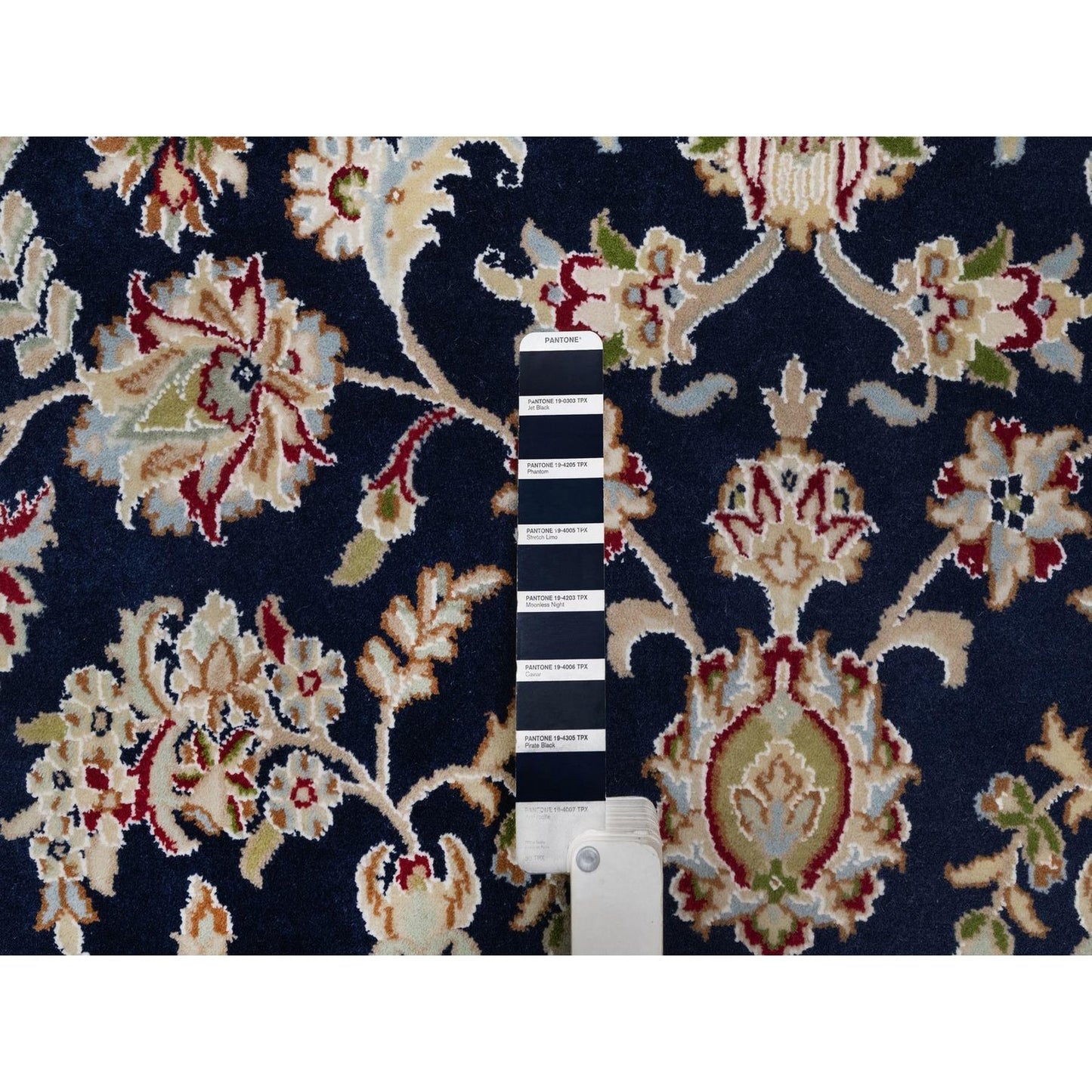 7'10"X10'3" Navy Nain Medallion Design Wool And Silk Hand Knotted Rug