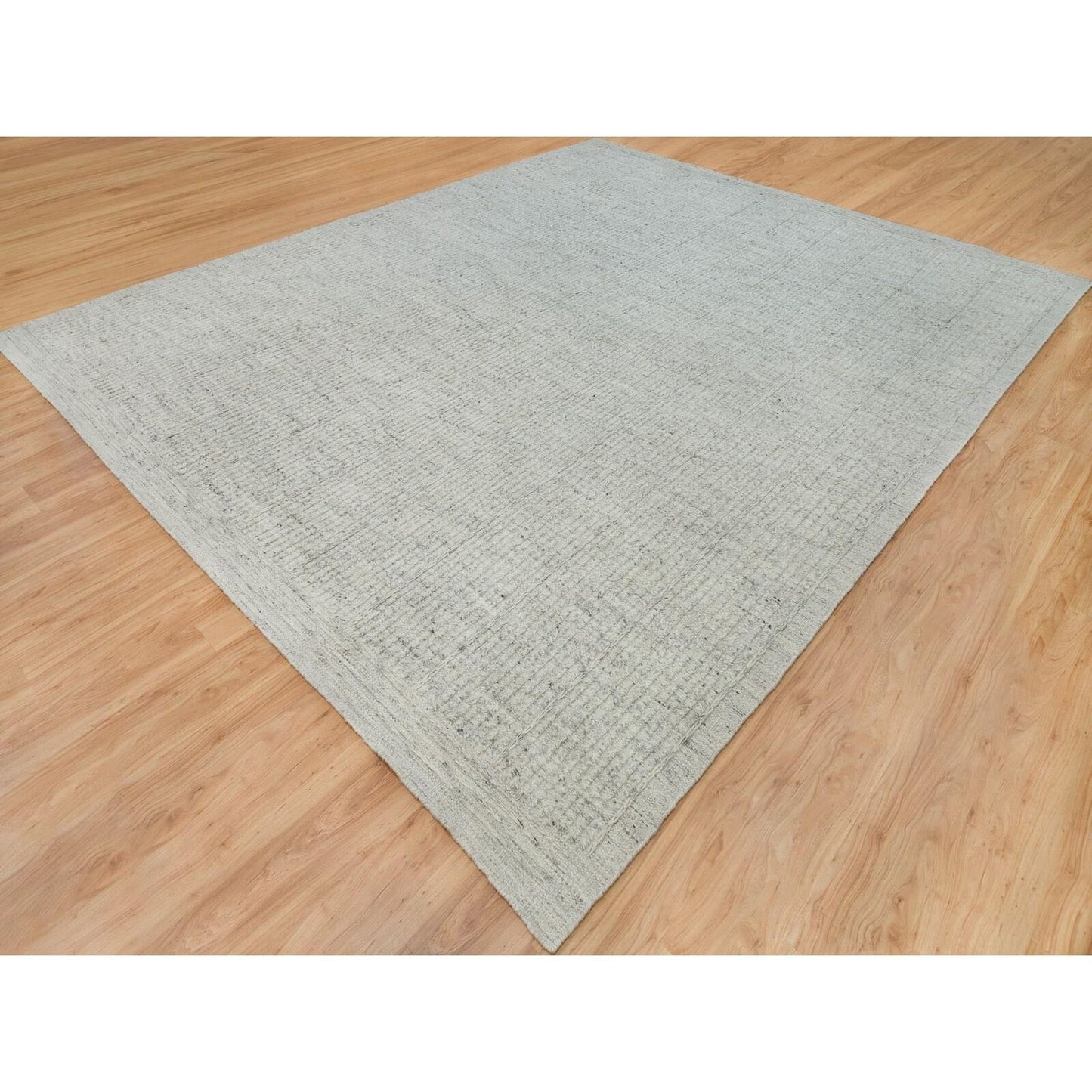 12'X14'10" Platinum Gray Cord Collection Wool Hand Woven Oversized Rug