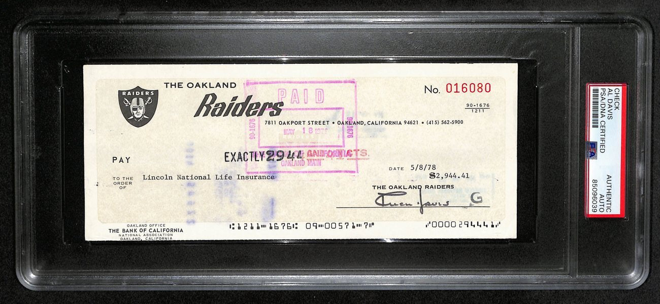 Al Davis Signed/Autographed 1978 Oakland Raiders