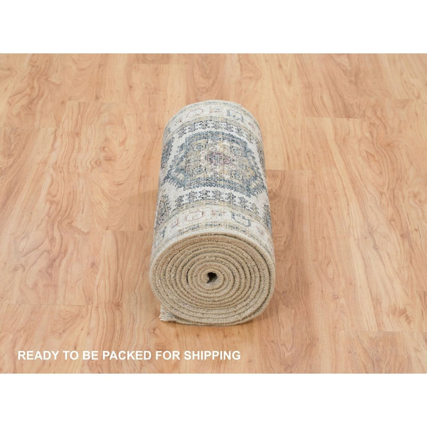 2'6"X17'10" Oyster White Hand Knotted Reimagined Viss Xl Runner Rug