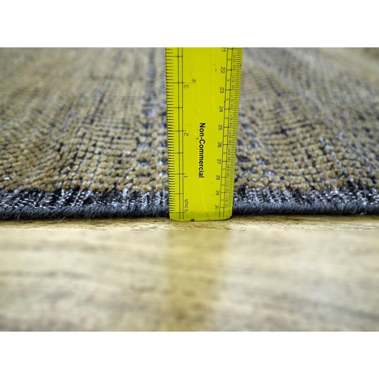 2'6"X8' Black & Brown Oxidized Grass Design Wool Hand Knotted Runner Rug