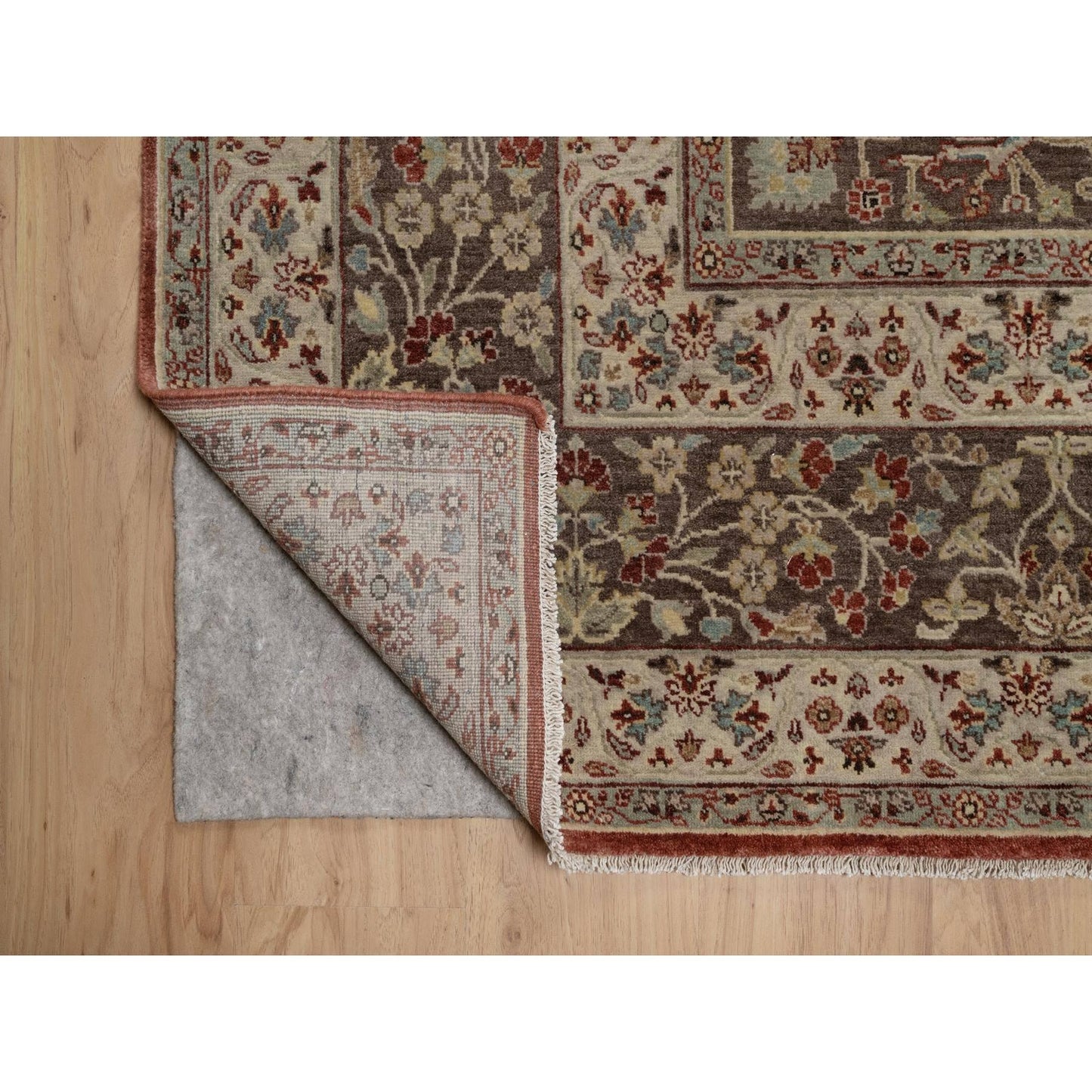 7'10"X10'1" Red Antiqued Fine Heris Re-Creation Hand Knotted Wool Rug