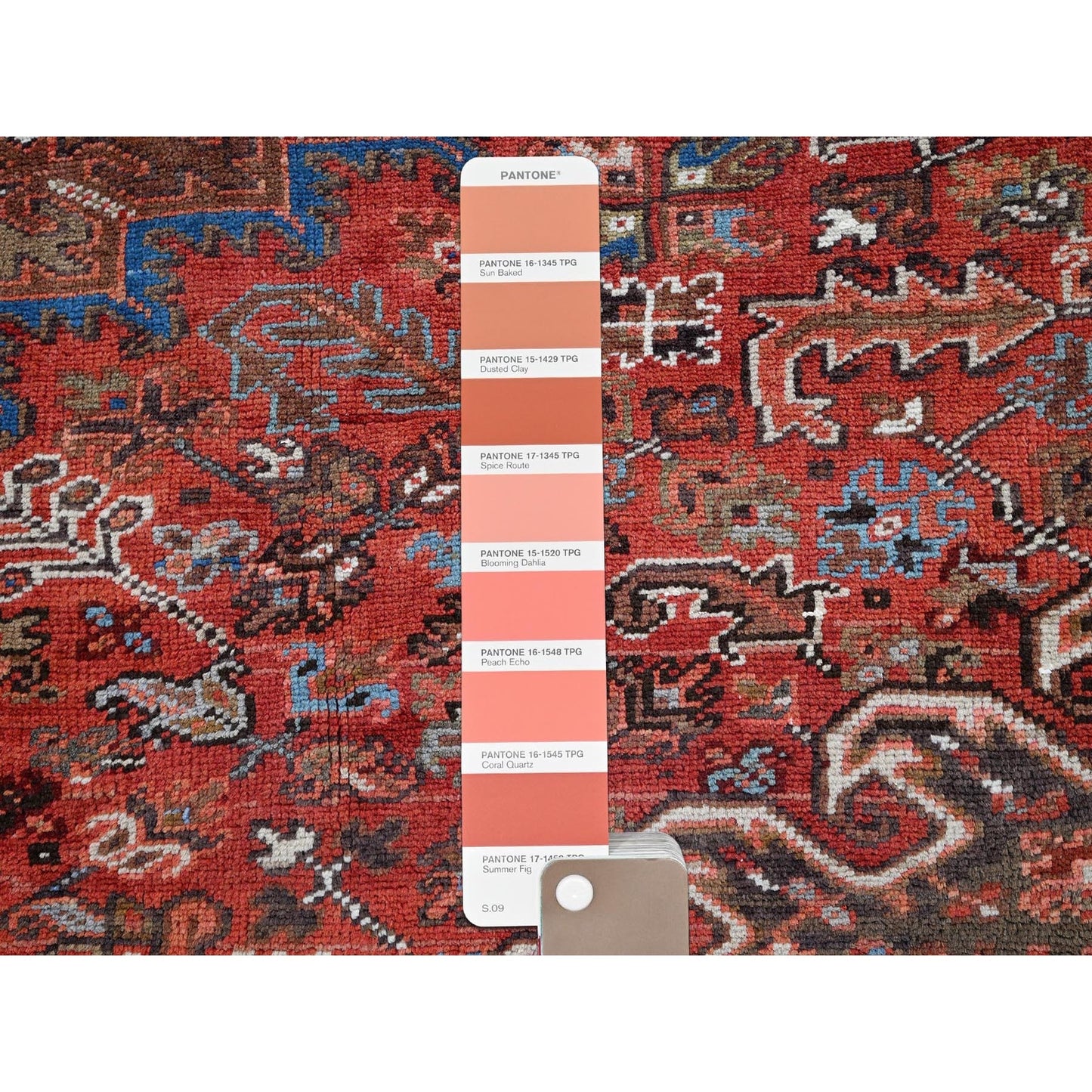 9'8"X12'4" Red Vintage Zoroastrian Heris Even Wear Wool Hand Knotted Rug