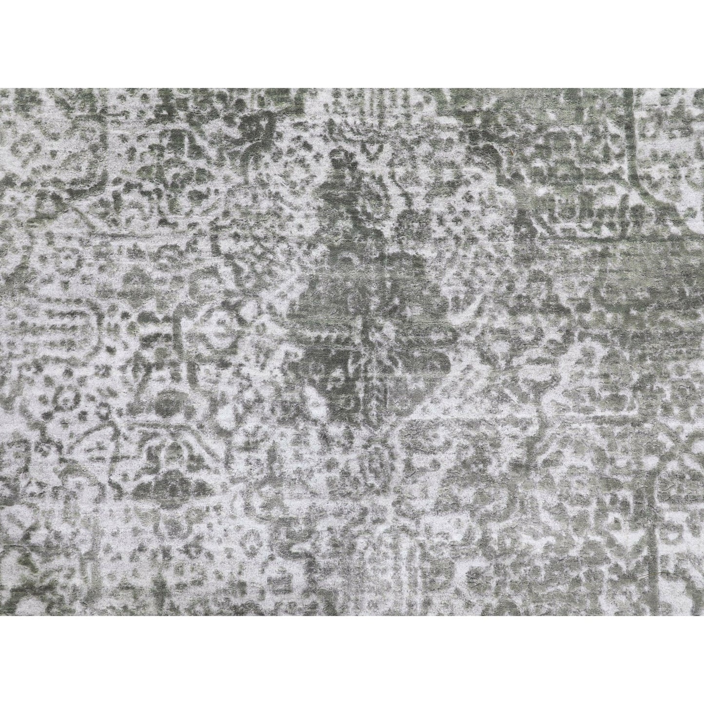 6'X9' Wool And Pure Silk Hand Knotted Broken Design Fine Oriental Rug