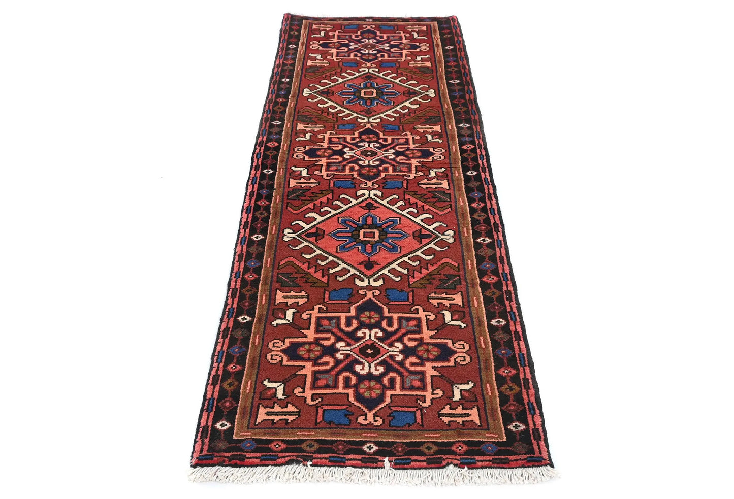 Vintage Tribal Geometric Runner Rug 2X7 Ft Red