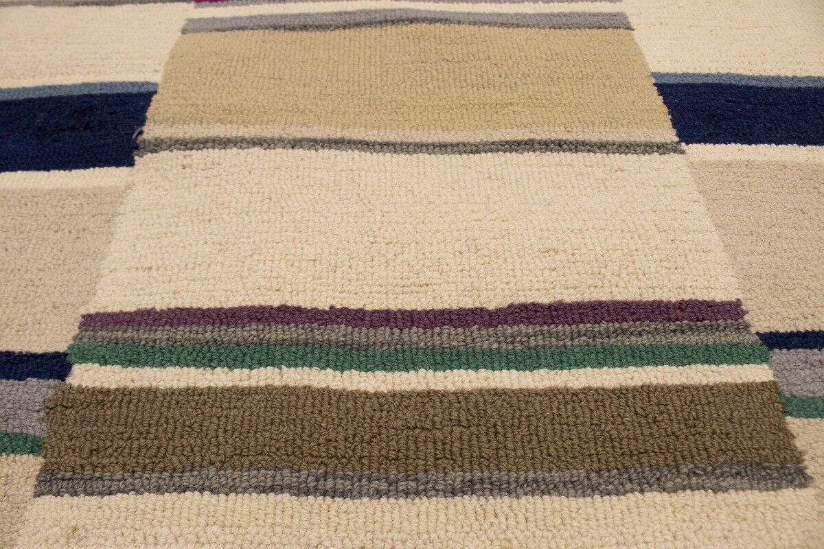 Thick Pile Hand-Tufted Wool Multicolored Stripes