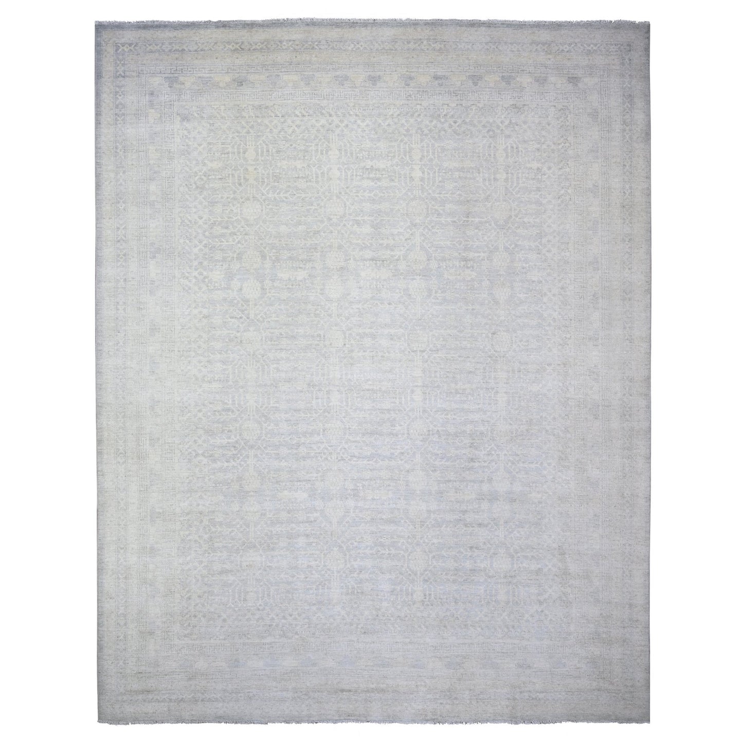 12'X14'3" Marian Blue Stone Washed Peshawar Wool Hand Knotted Rug