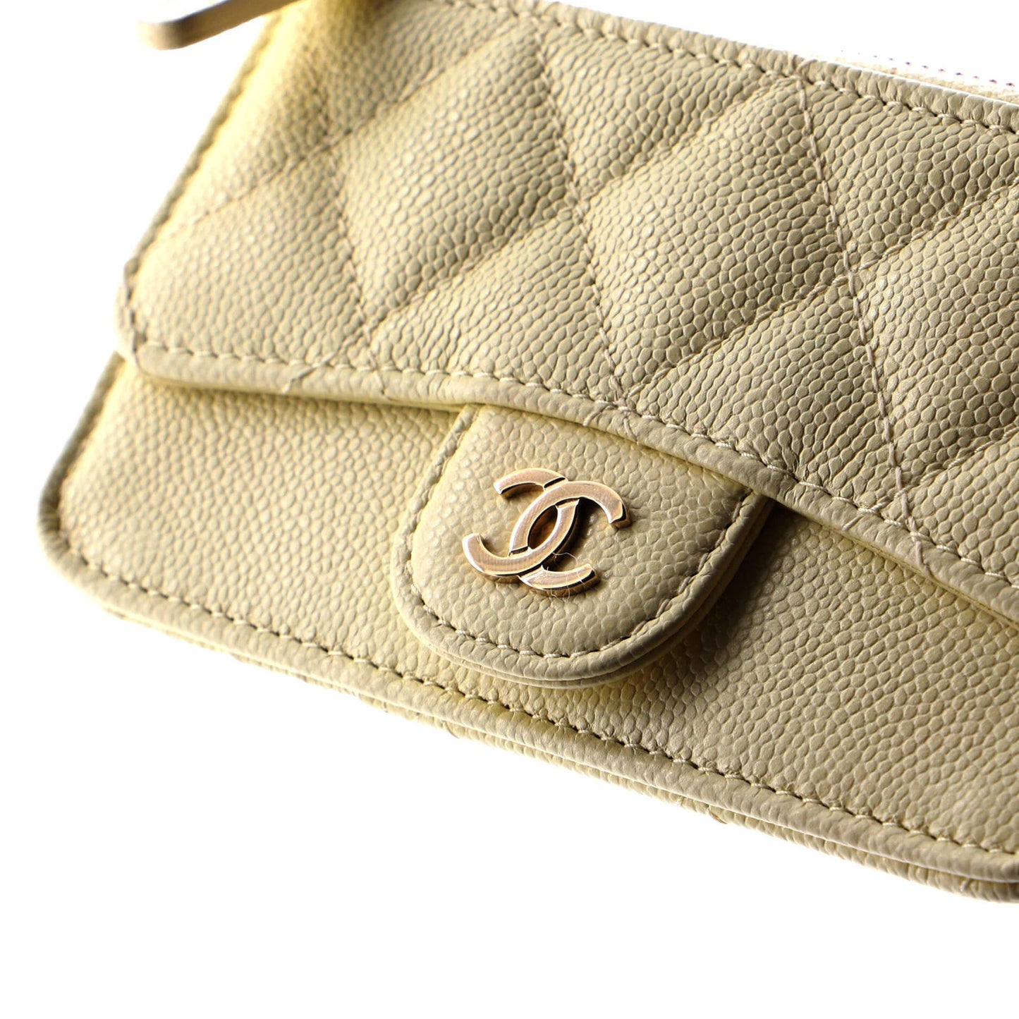 Chanel Flap Zip Card Holder Quilted Caviar