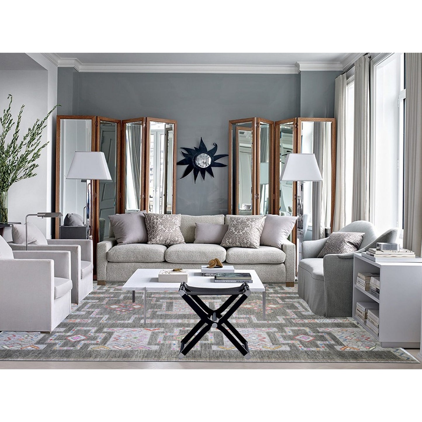 9'10"X13'8" Cloud Gray Fine Peshawar Wool Hand Knotted Oriental Rug