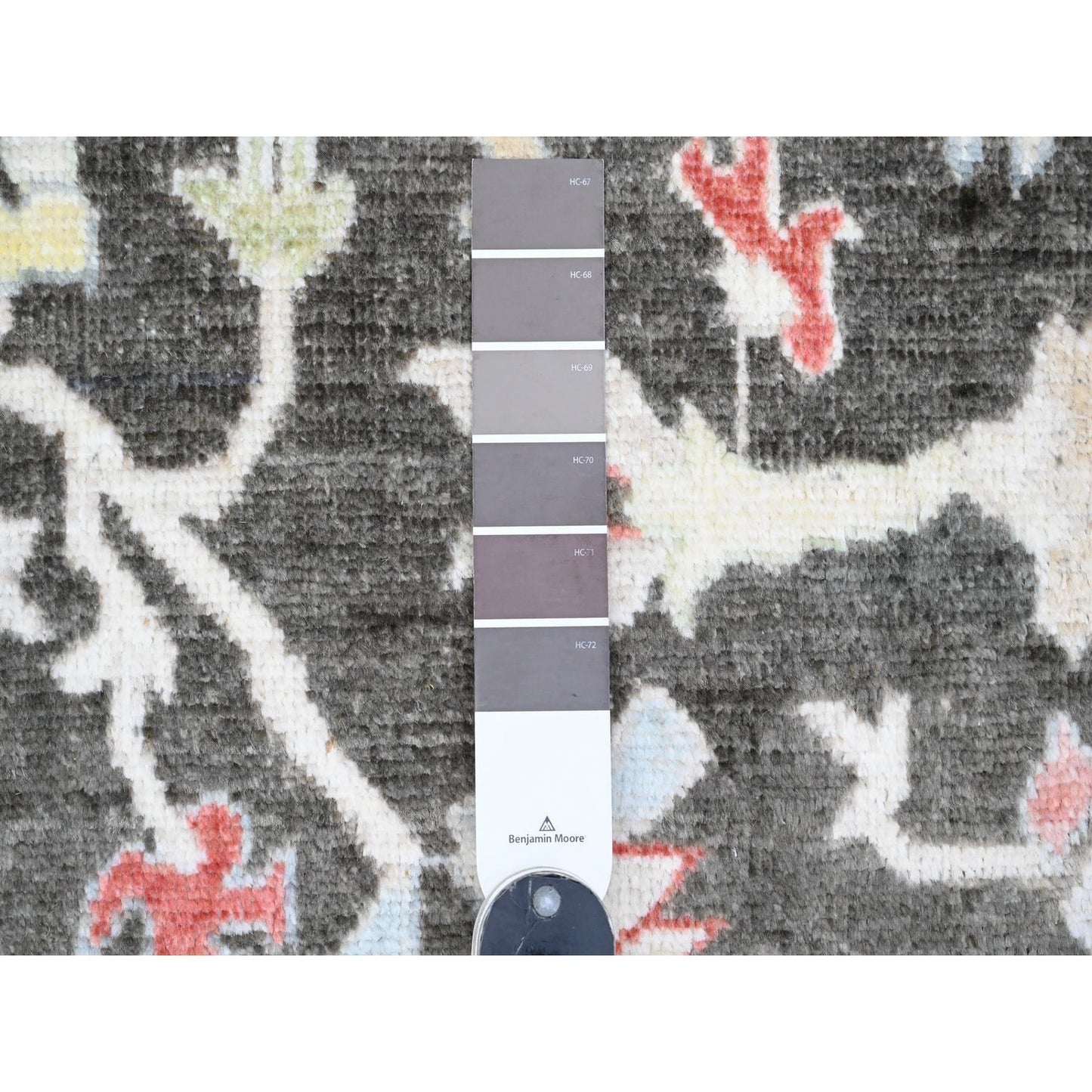 7'X12'3" Black Afghan Angora Oushak Hand Knotted 100% Wool Runner Rug