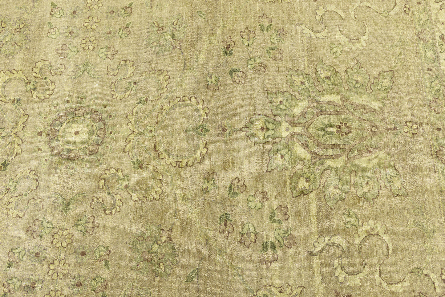 Hand-Knotted Wool Oriental Rug Large Distressed