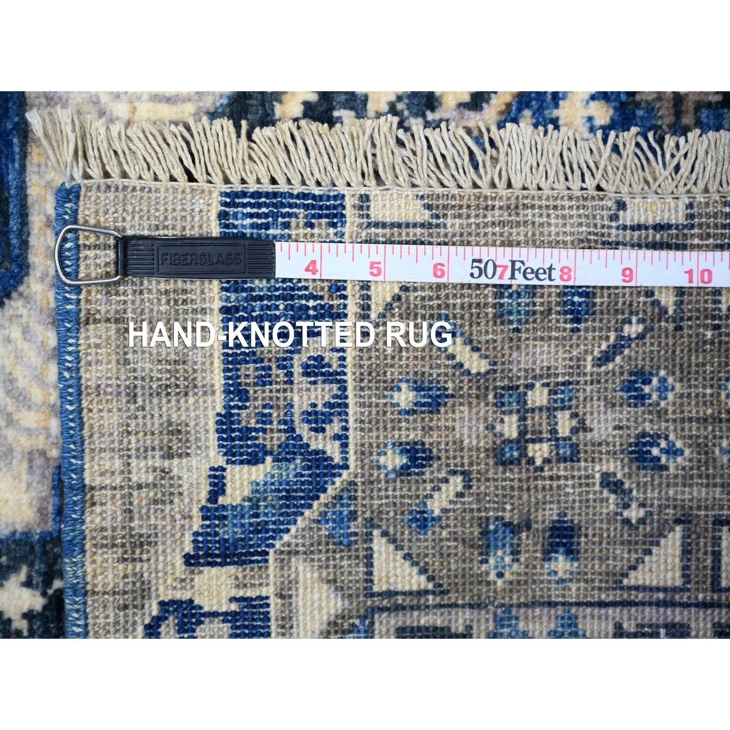 4'X9'10" Blue Fine Aryana Soft Wool Hand Knotted Oriental Rug
