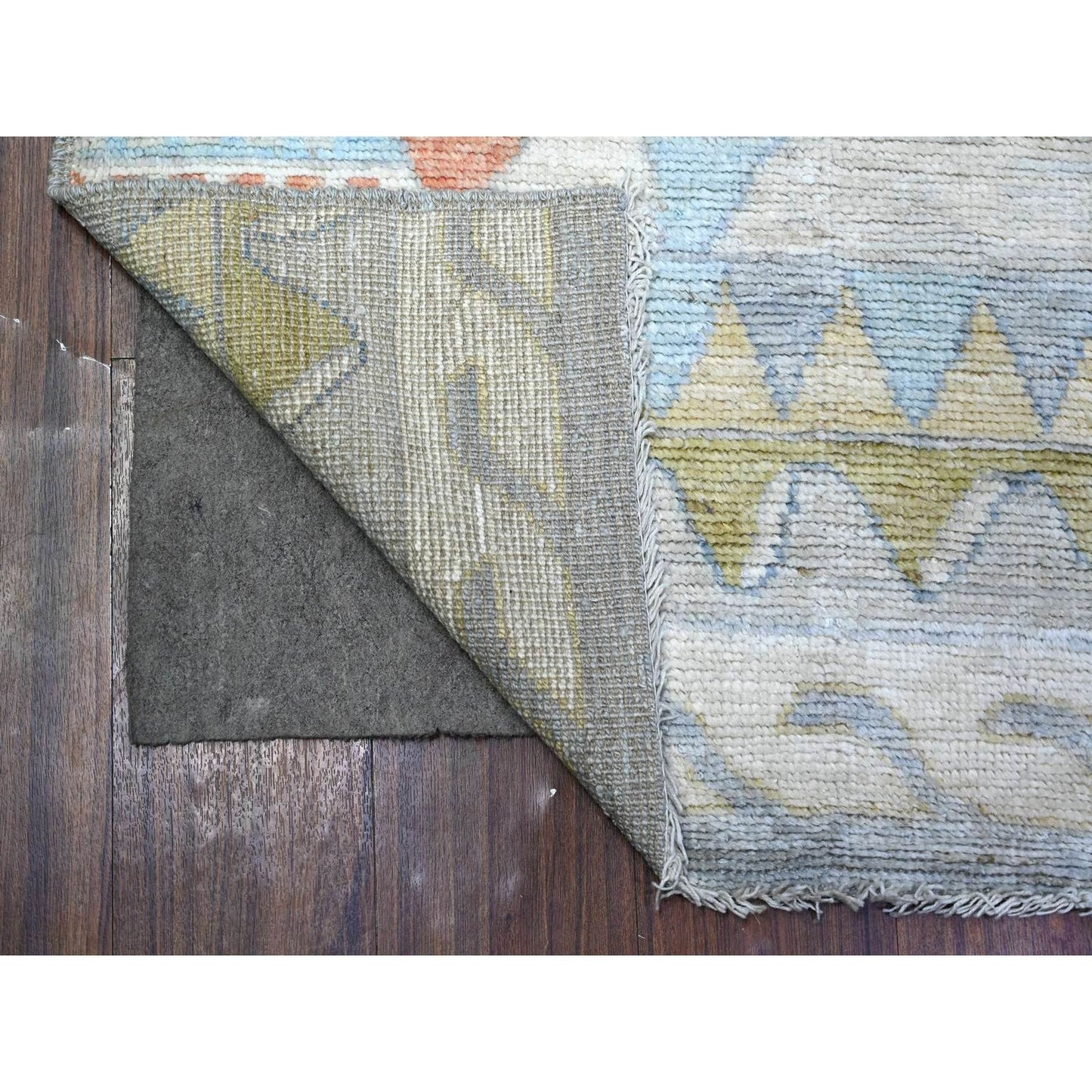 3'1"X9'5" Silver Hand Knotted Anatolian Village Inspired Wool Rug