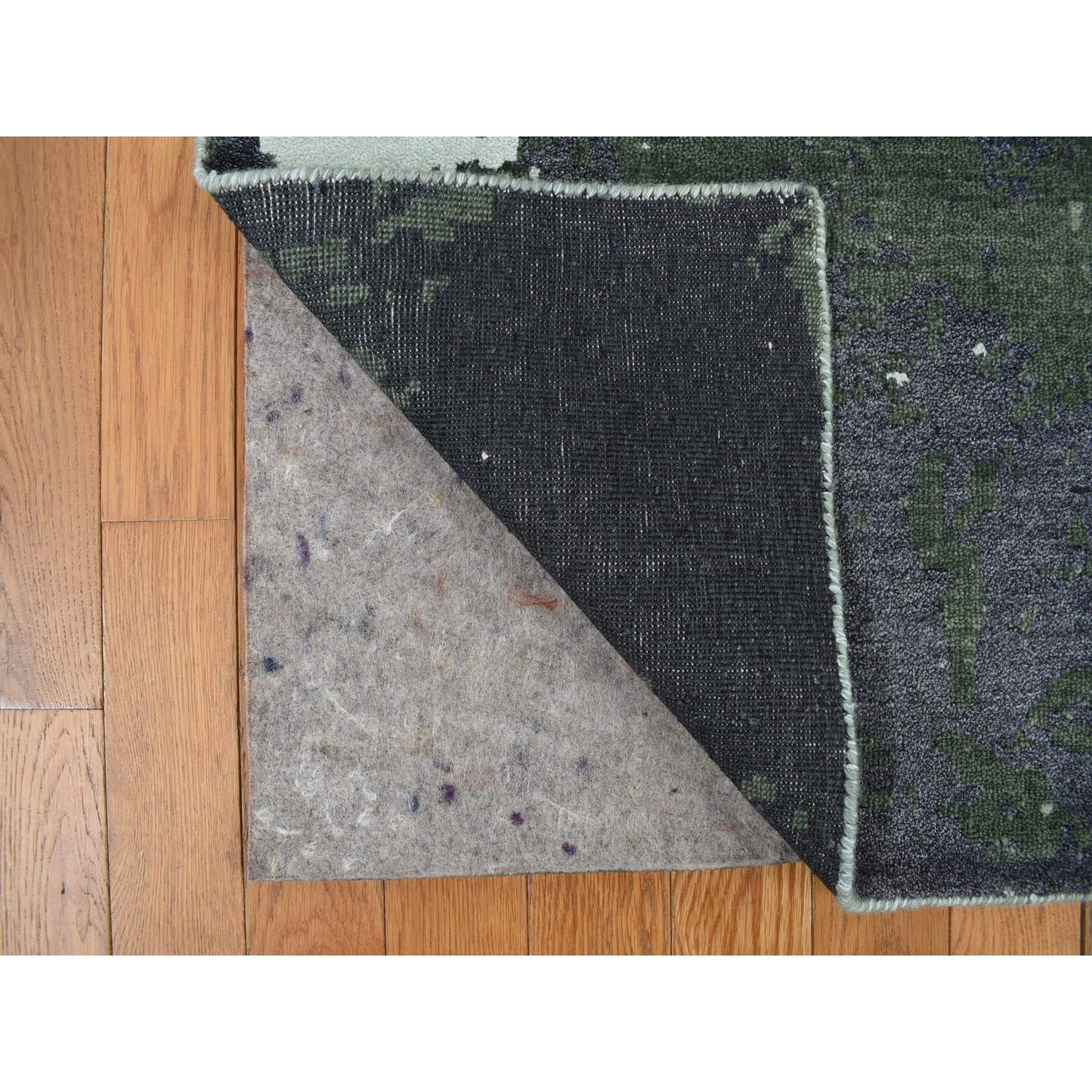 8'X9'10" Gray, Abstract Design, Hand Knotted, Wool And Silk, Oriental Rug