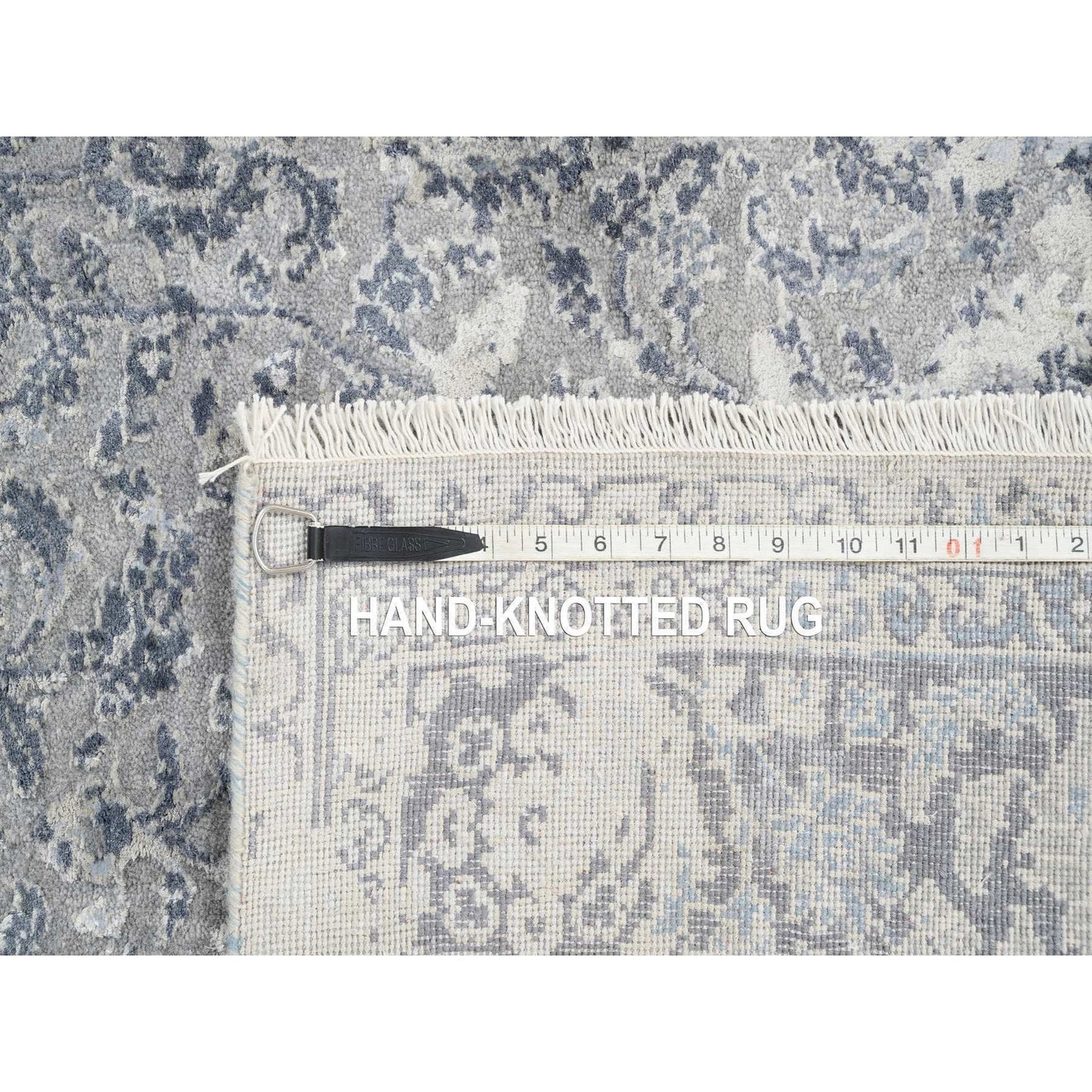3'10"X6' Gray Broken Kishoon Design Wool With Pure Silk Hand Knotted Rug