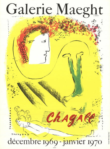 Marc Chagall The Yellow Background " Lithograph Modernism Yell