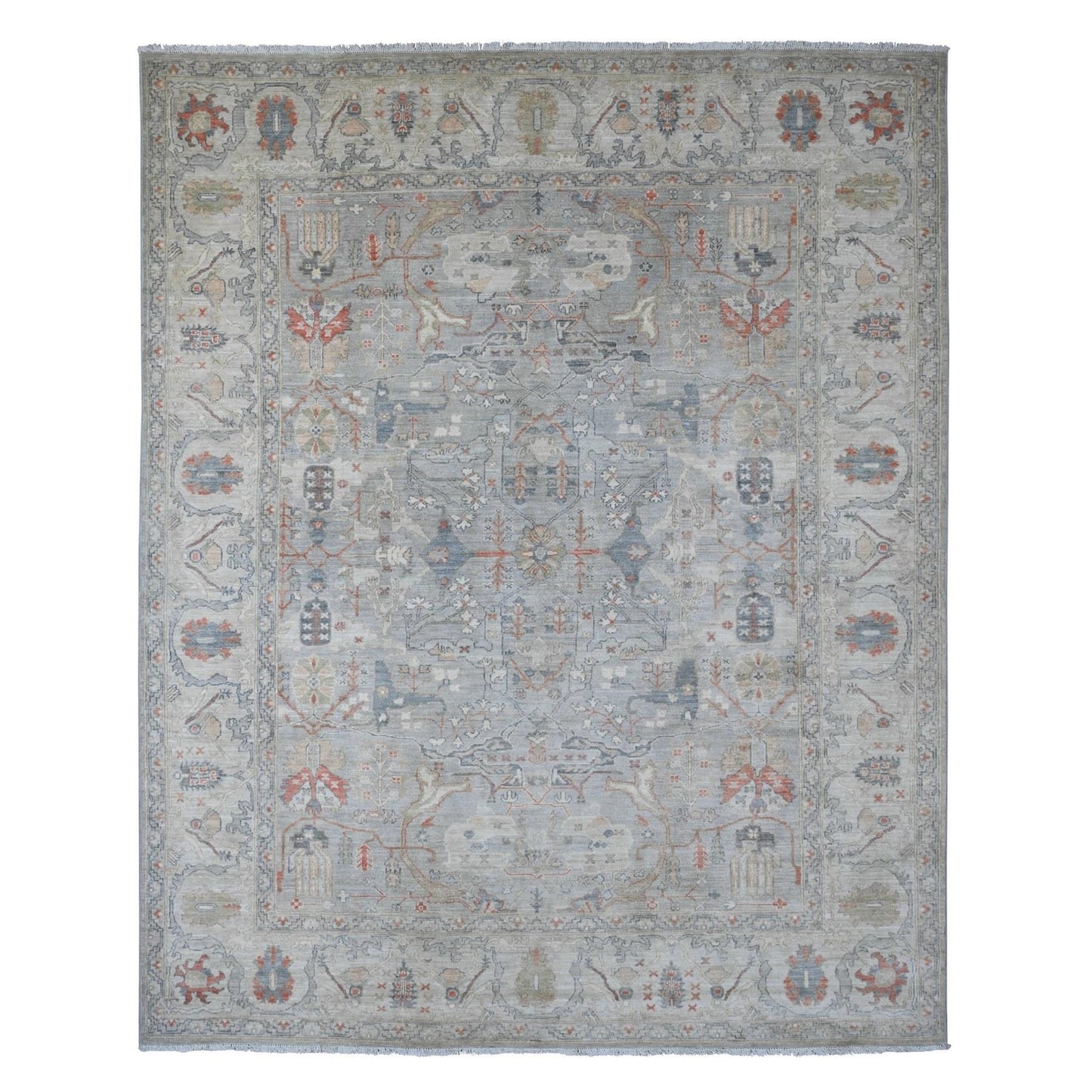 8'1"X9'10" Gray Bijar Garus Design Hand Knotted High Mountain Wool Rug