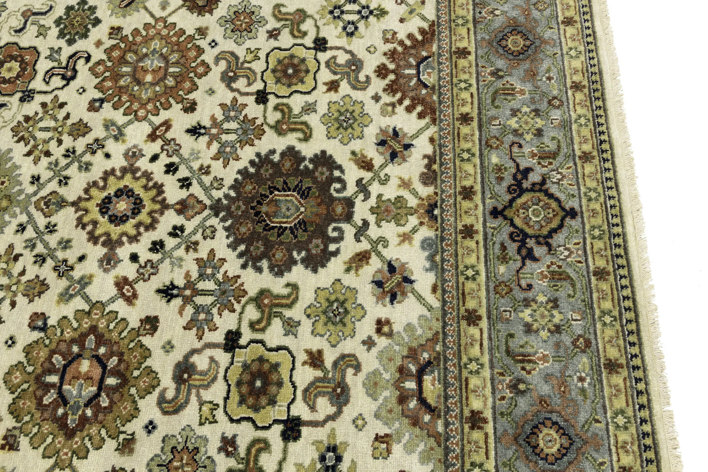 Wool Oriental Rug Geometric Style Carpet Farmho