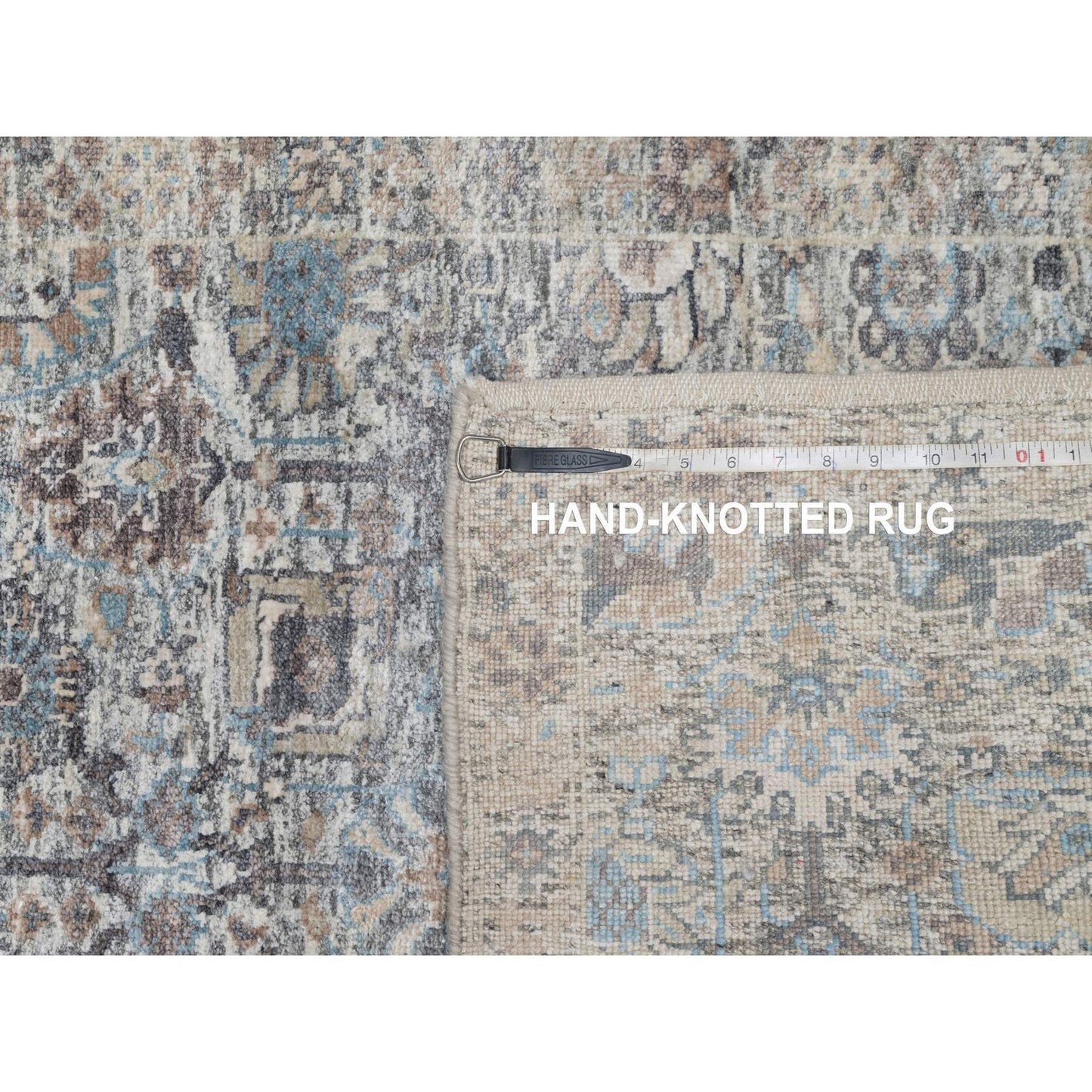 2'7"X25'9" White Sickle Leaf Design Silk & Wool Hand Knotted Runner Rug