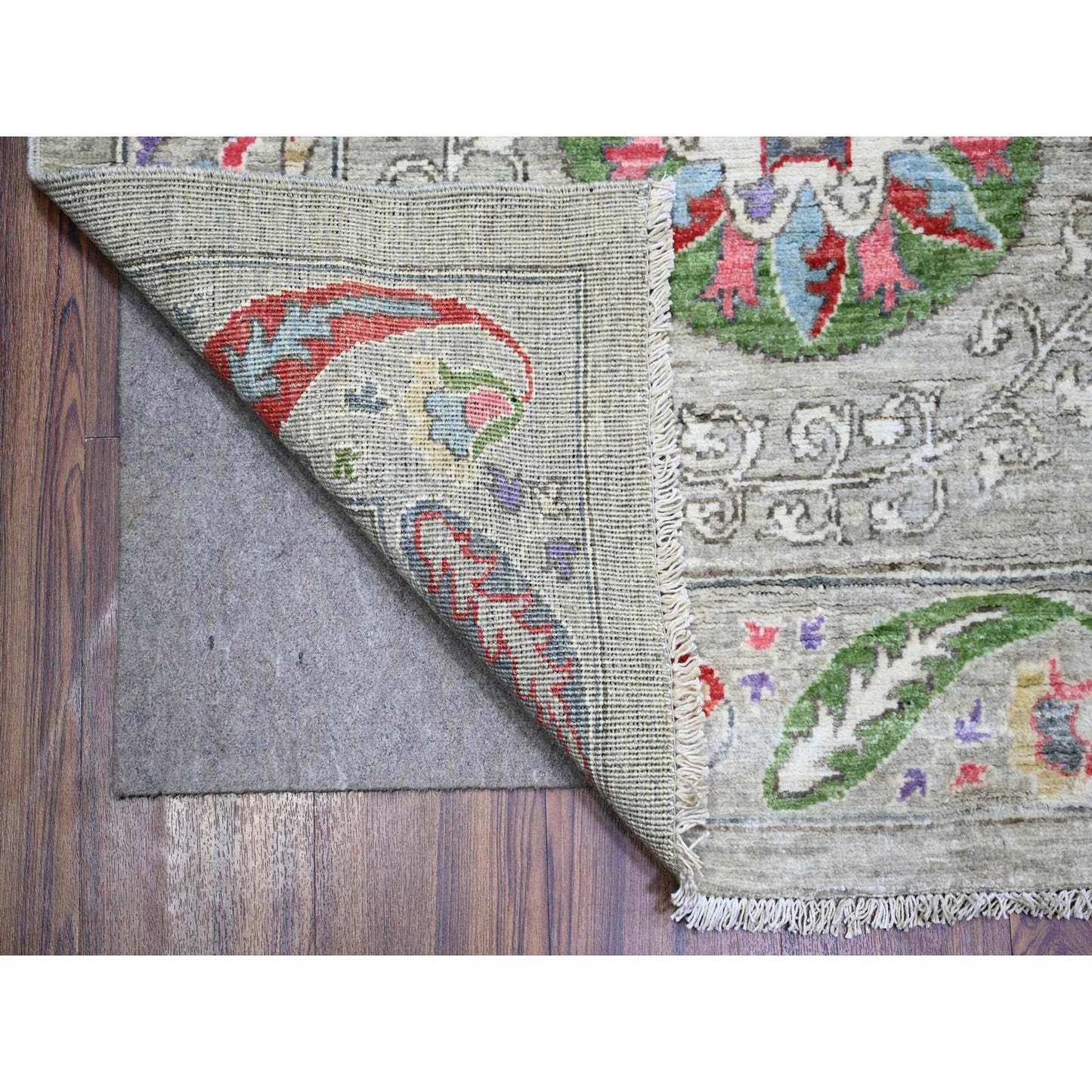 9'X12'2" Light Beige Soft Wool Hand Knotted Fine Peshawar Rug