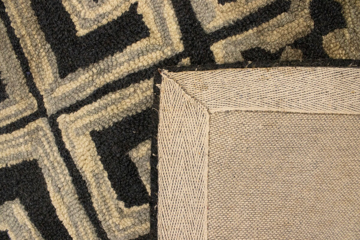 Hand-Tufted Dark Gray Geometric Rug Modern Area