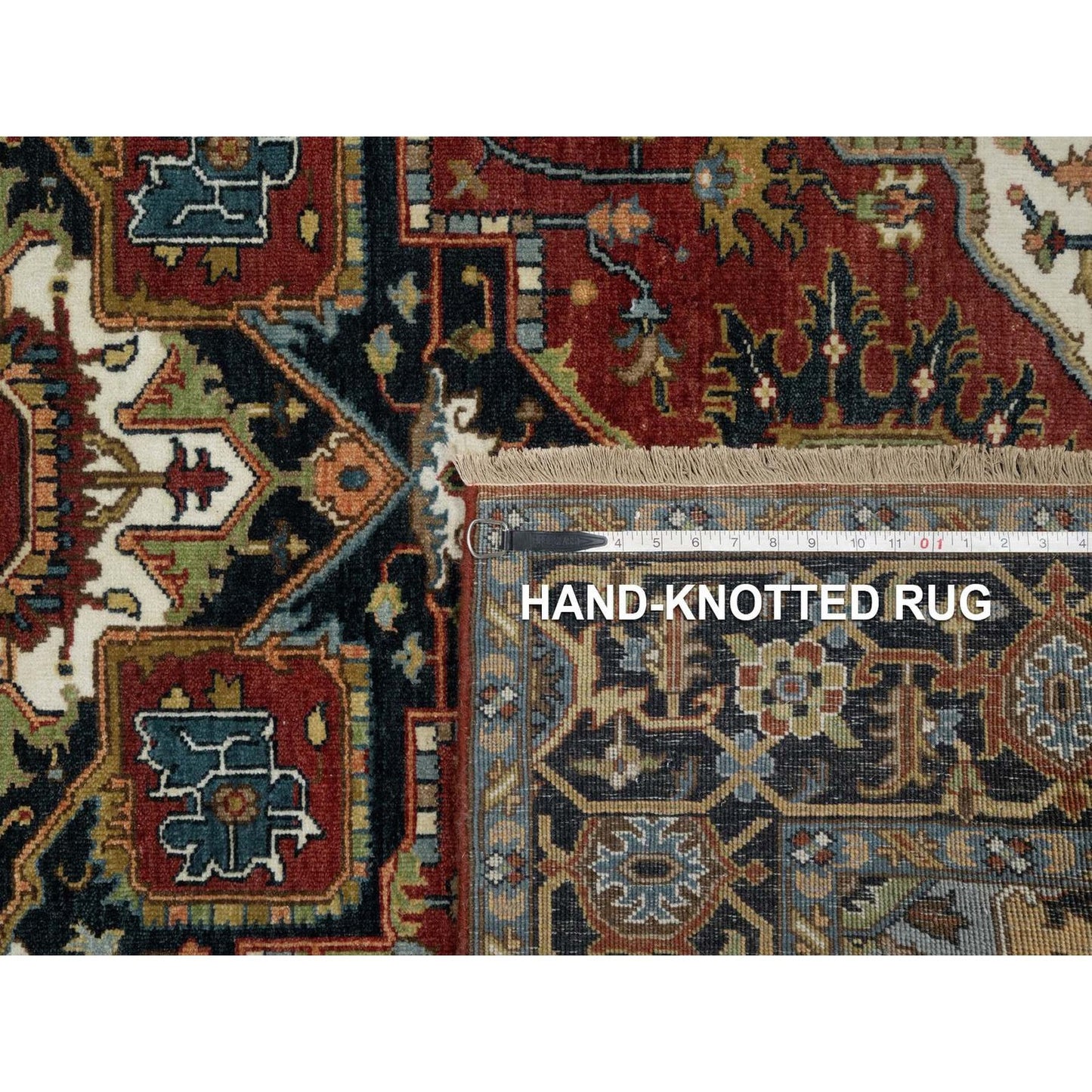 5'X7'2" Red Hand Knotted Wool Rug Antiqued Fine Heris Revival Oriental