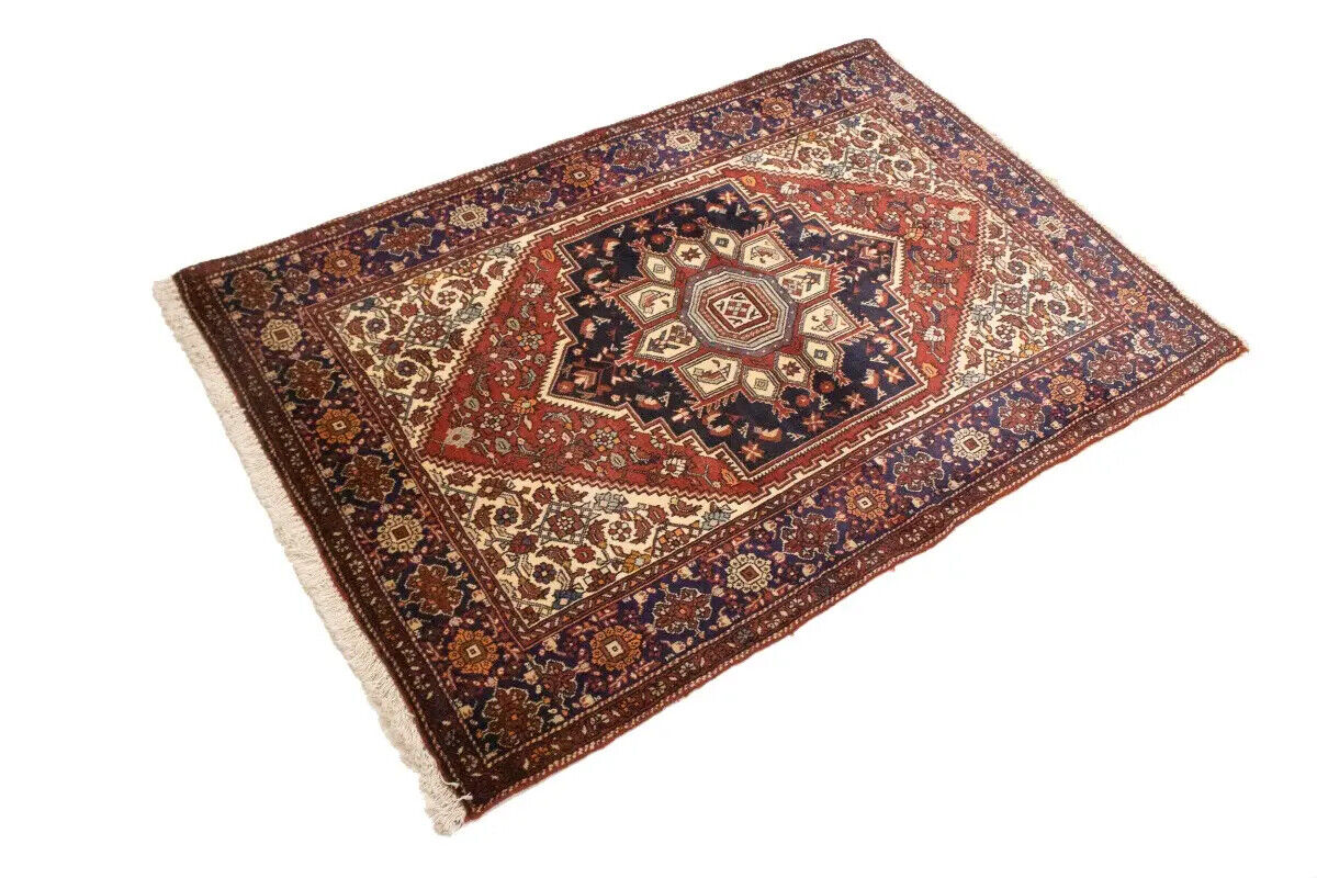 Vintage Bidjar Oriental Rug Geometric Design