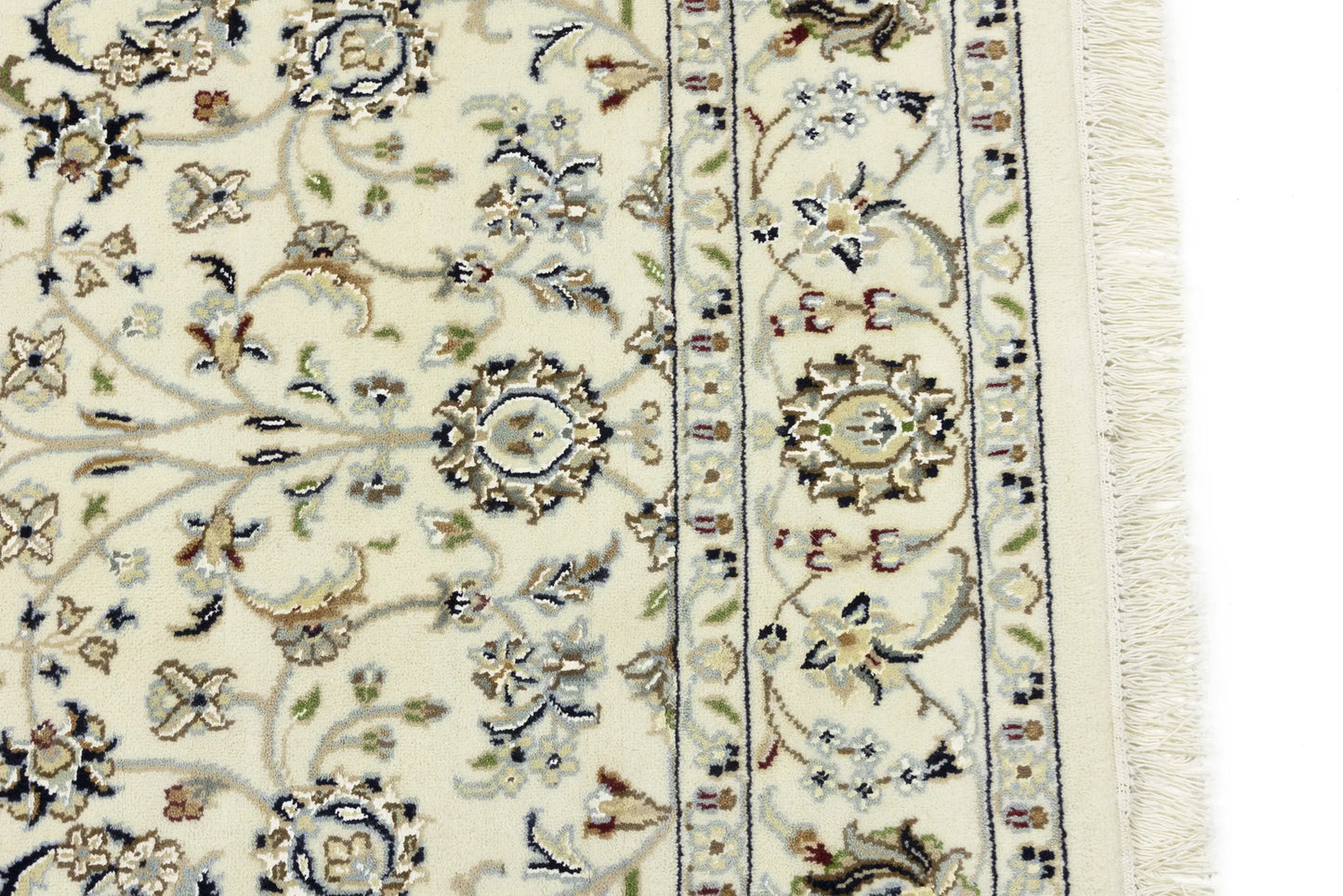 Hand-Knotted Cream Floral Classic Indo-Nain