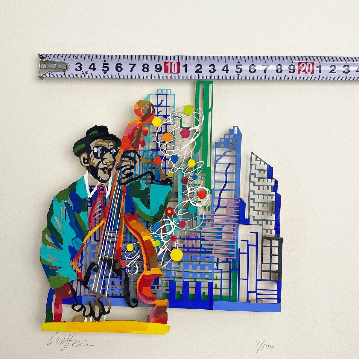 David Gerstein "Jazz & City (contrabass)" 7/100 Papercut 3D Papercut Print