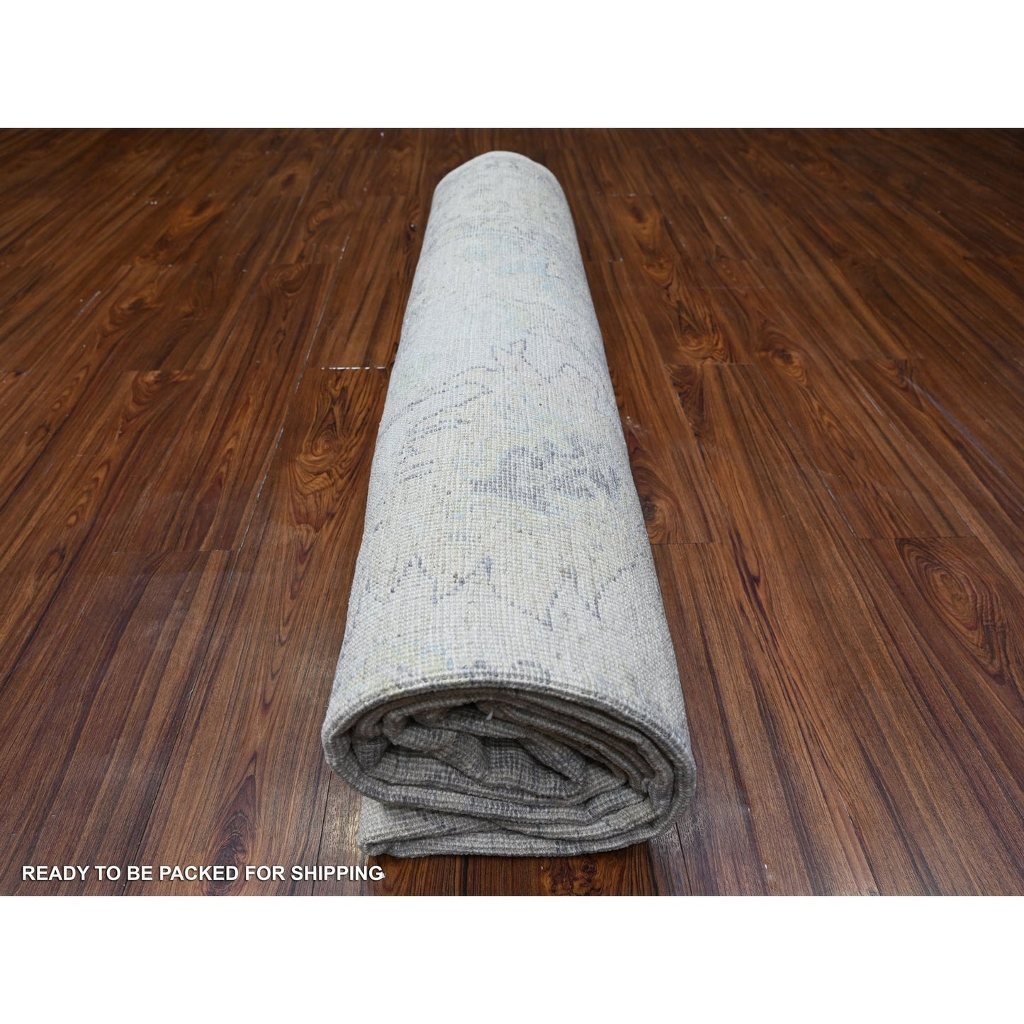 8'X9'5" Voyage Gray Hand Knotted Afghan Angora Oushak Wool Oriental Rug