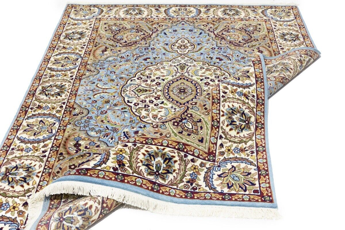 Hand-Knotted Kirman Oriental Rug 6X8 Ft Blue