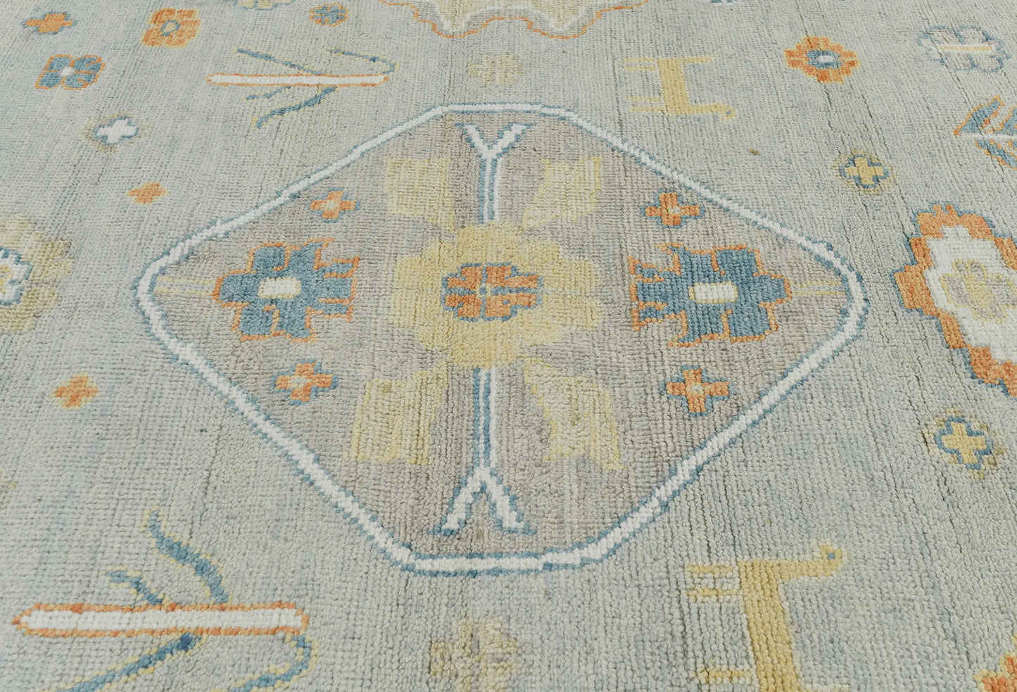 Handmade Oushak Pakistan Rug Muted Colors Floral