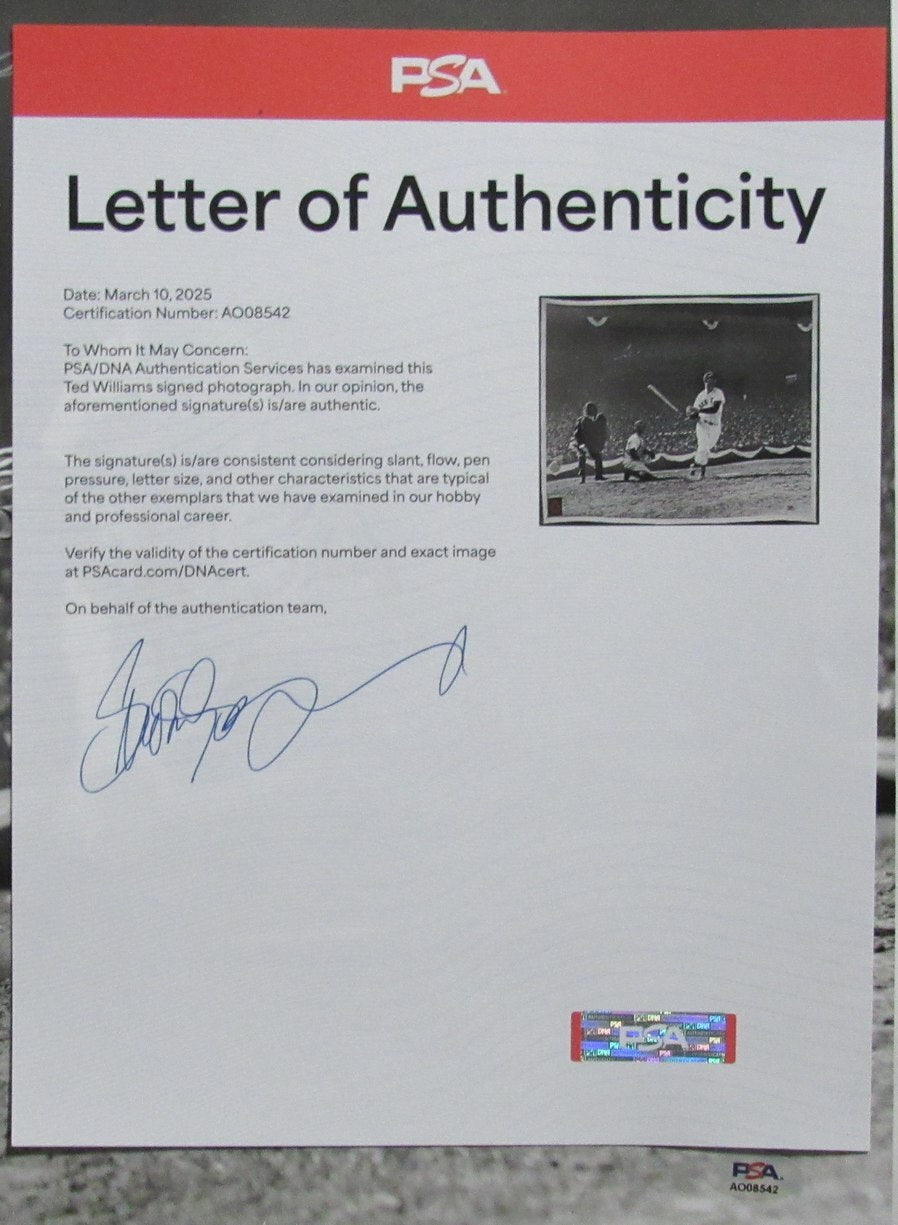 Ted Williams Hof Signed/Autographed 16X20 B/W