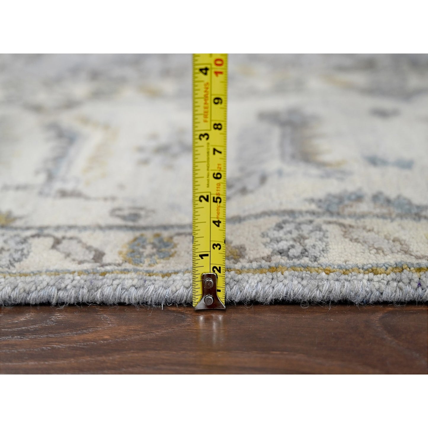 6'X9' Misty Gray, Pure Wool, Hand Knotted, Karjihooz Design Oriental Rug