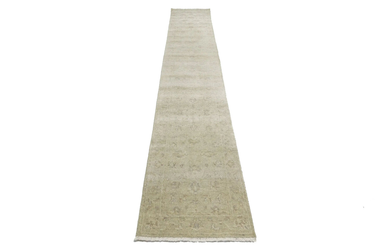 Handmade Wool Oriental Runner Rug Muted Floral