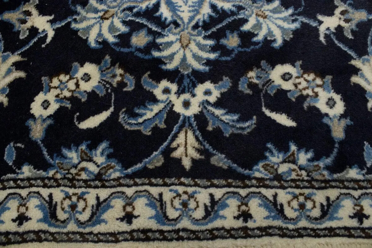 Handmade Wool Oriental Rug Navy Blue Thick Pile