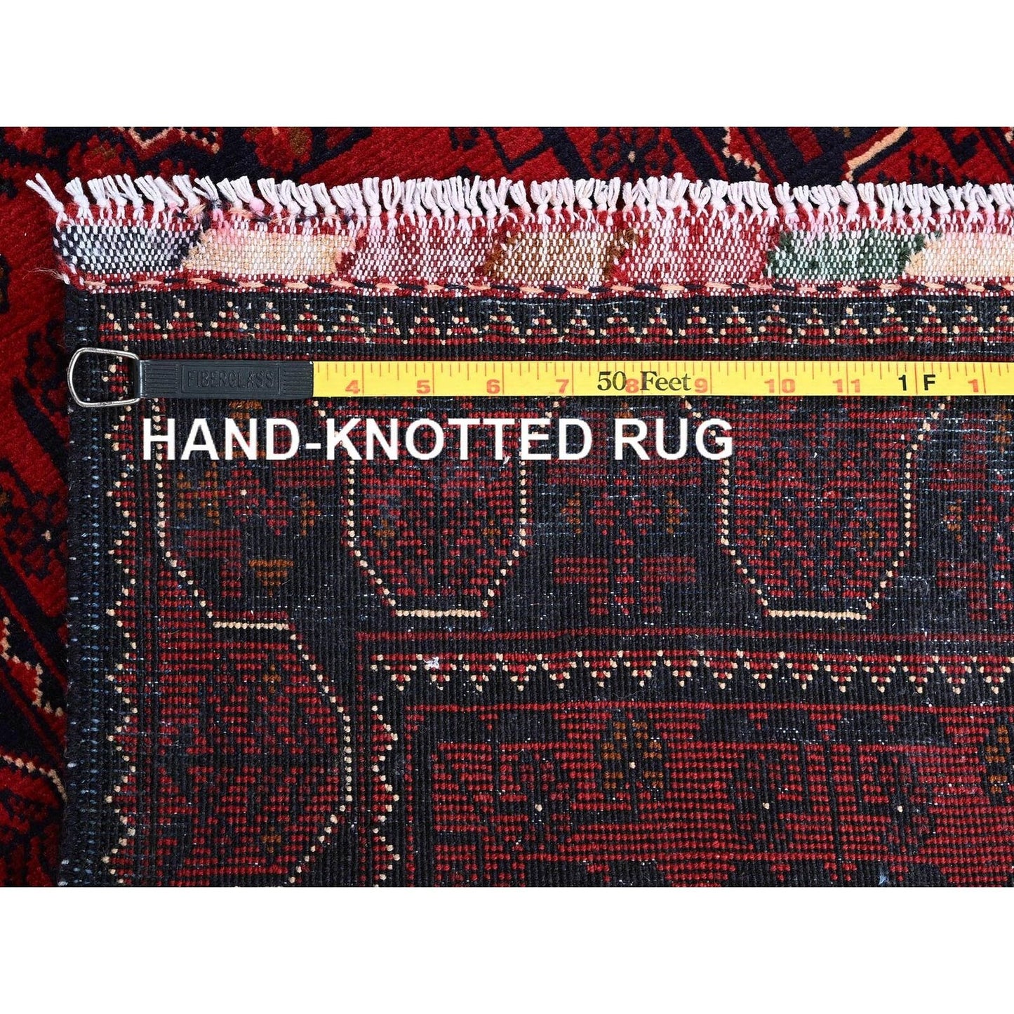 1'9"X4'10" Red Afghan Khamyab Tribal Design Hand Knotted Wool Runner Rug