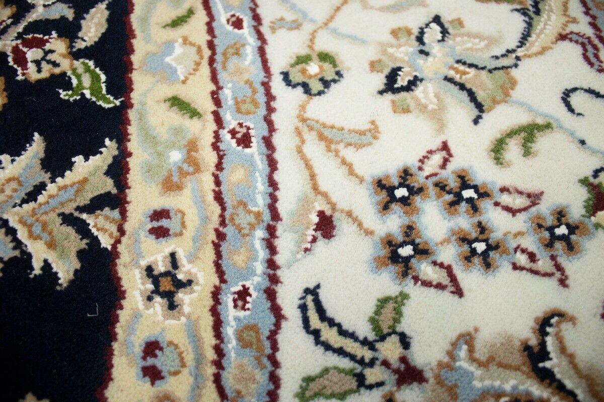 Handmade Indo-Nain Dark Navy Floral Design Round