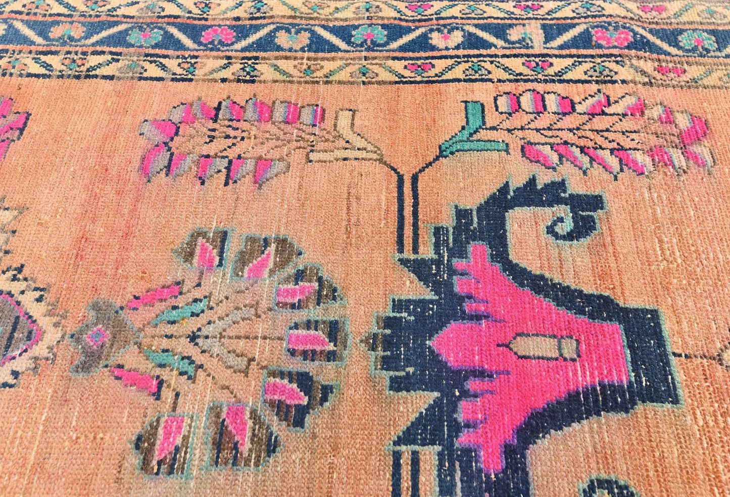 Distressed Tribal Oriental Runner Rug Handmade