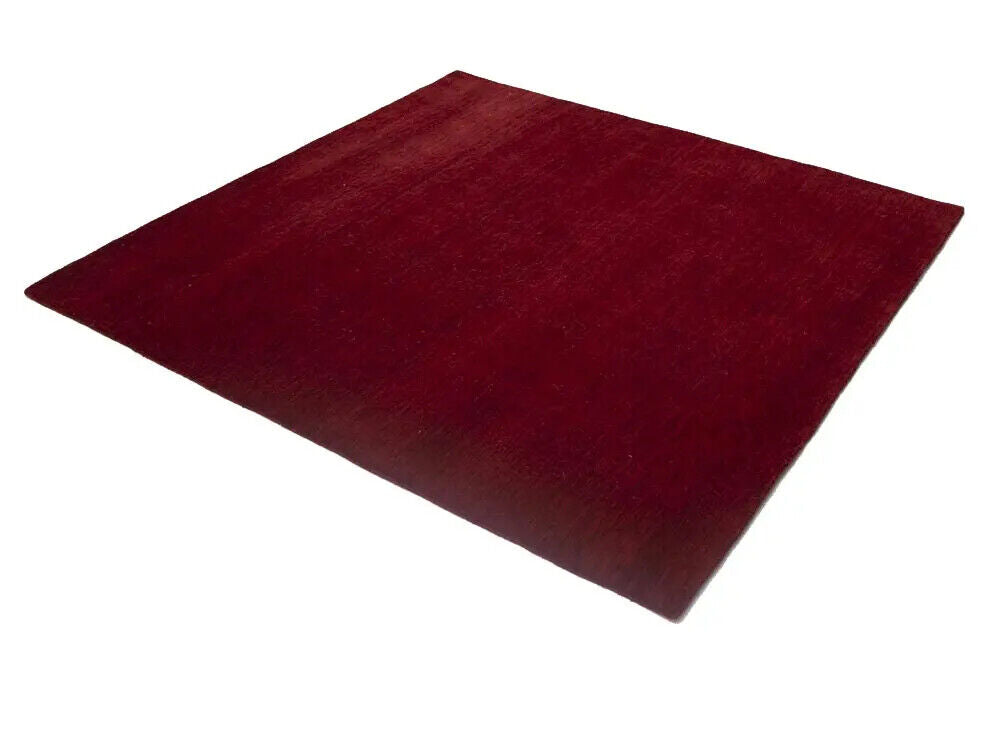 Maroon Red Solid Design Hand-Loomed 6X6 Gabbeh