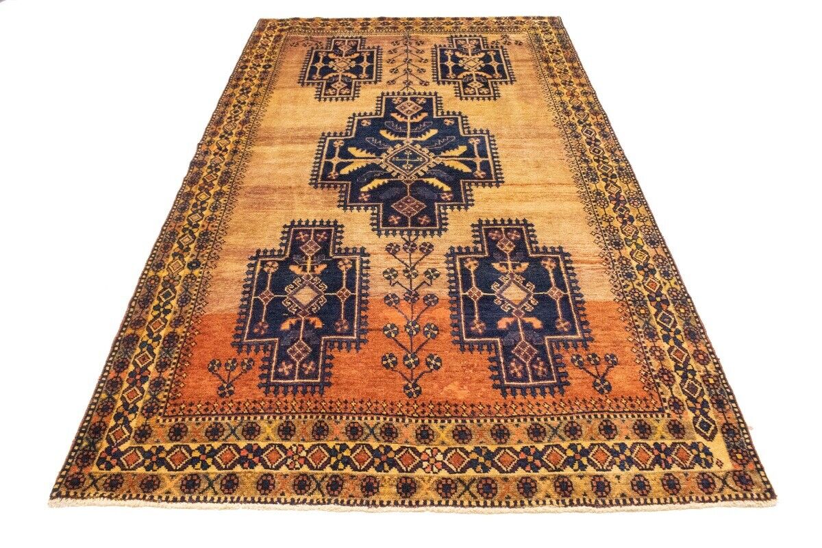 Semi-Antique Tribal Geometric Wide Runner Rug